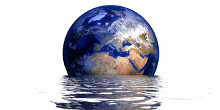 picture of sinking earth with reflection of water surface